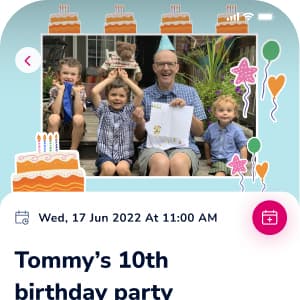 Classlist event page for a children's birthday party with the ticket and RSVP action