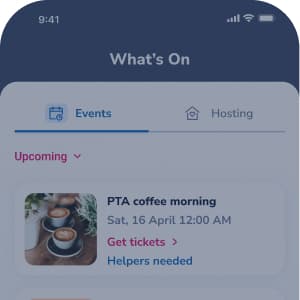 Classlist What's On screen filtering community events by upcoming, past and cancelled
